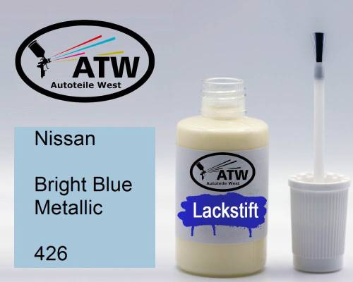 Nissan, Bright Blue Metallic, 426: 20ml Lackstift, von ATW Autoteile West.